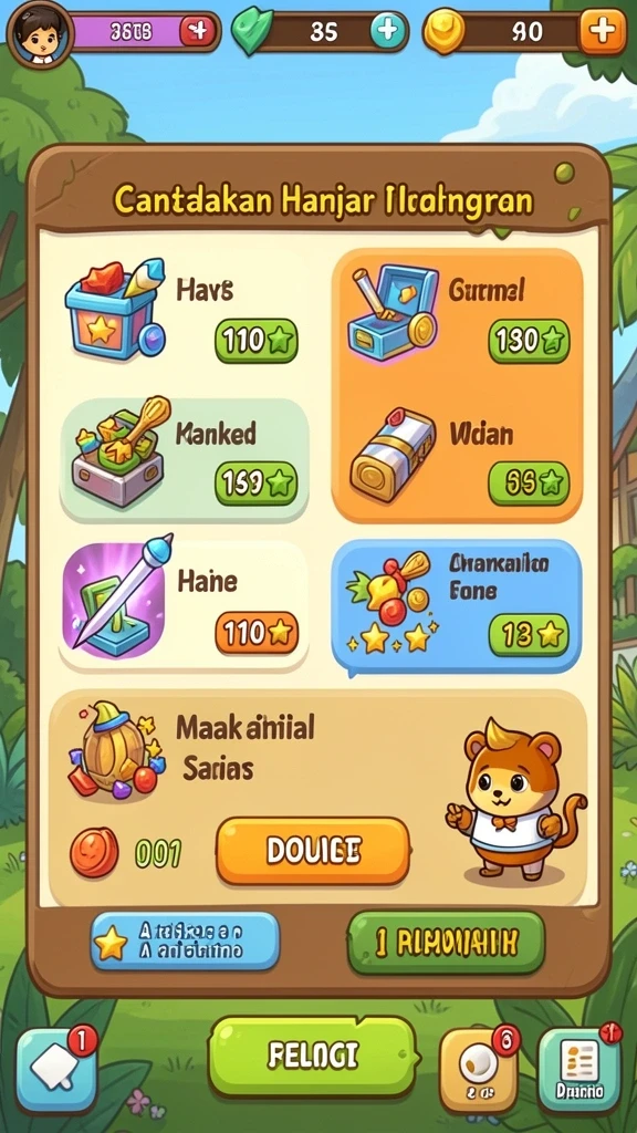 Screenshot menunjukkan karakter utama dalam petualangan.